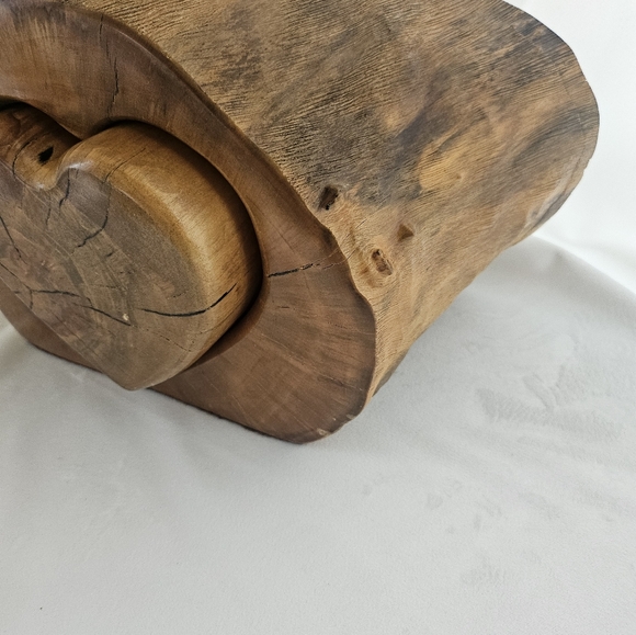 Large Vintage Handcrafted Wood Puzzle Heart Jewelry Box Folk Art Rustic Carved - Picture 8 of 15